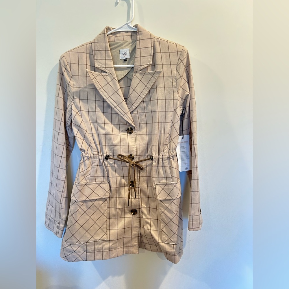 CAbi Beige Checkered Blazer
